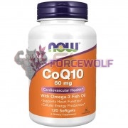CoQ10 [60 мг] with Omega-3 Fish Oil (120 шт), NOW Foods